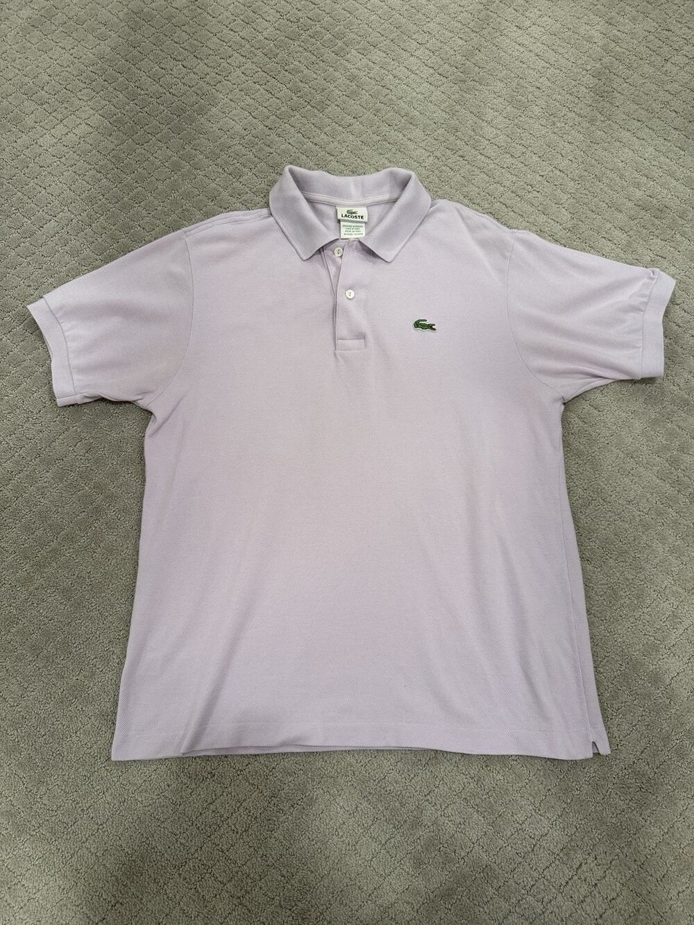 Lacoste Men’s Polo Shirt Size 5 Large Light Purple 100% Cotton Short Sleeve